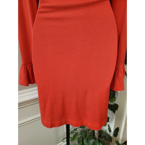 Lou & Grey Red Polyester Scoop Neck Long Ruffle Sleeve Knee Length Dress Size XS - Picture 8 of 12